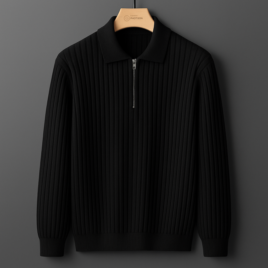 Giovanni Men’s Knit Half Zip Polo Sweater – Quarter Zip Sweater